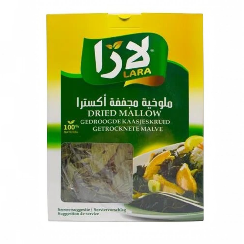 عبوة ملوخية مجففة من لارا بوزن 400 جرام من آدم ماركت، منتج طبيعي عالي الجودة لتحضير أطباق تقليدية مغذية.
