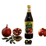 زجاجة دبس رمان لارا من Adam Market بحجم 650 جرام مع ثمار رمان طازجة ووعاء صغير من الدبس المركز